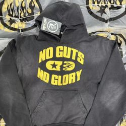 HELLSTAR HEAVYWEIGHT HOODIE - NO GUTS NO GLORY - Black and Yellow.