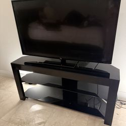 LG Flat Screen TV + Black Glass TV Stand - Great Condition
