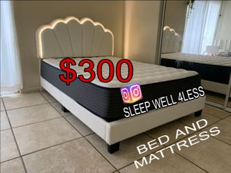 NEW QUEEN BED FRAME AND MATTRESS