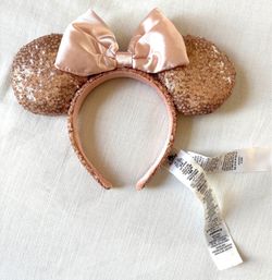 Disney Minnie Mouse ears Rose Gold Sequin Bow Headband