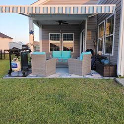 10 X 12 Blue/White Striped Awning