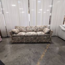Ethan Allen Tropical Floral Pattern Three-Cushion Couch