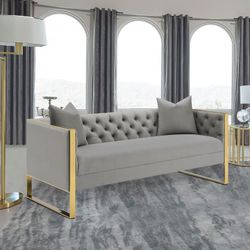 New Sofa Grey Velvet 