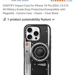 CASETiFY Impact Case for iPhone 16 Pro [Slim / 8.2 ft. 4X Military Grade Drop Protection/Compatible with Magsafe] - Camera Case - Classic - Clear Blac