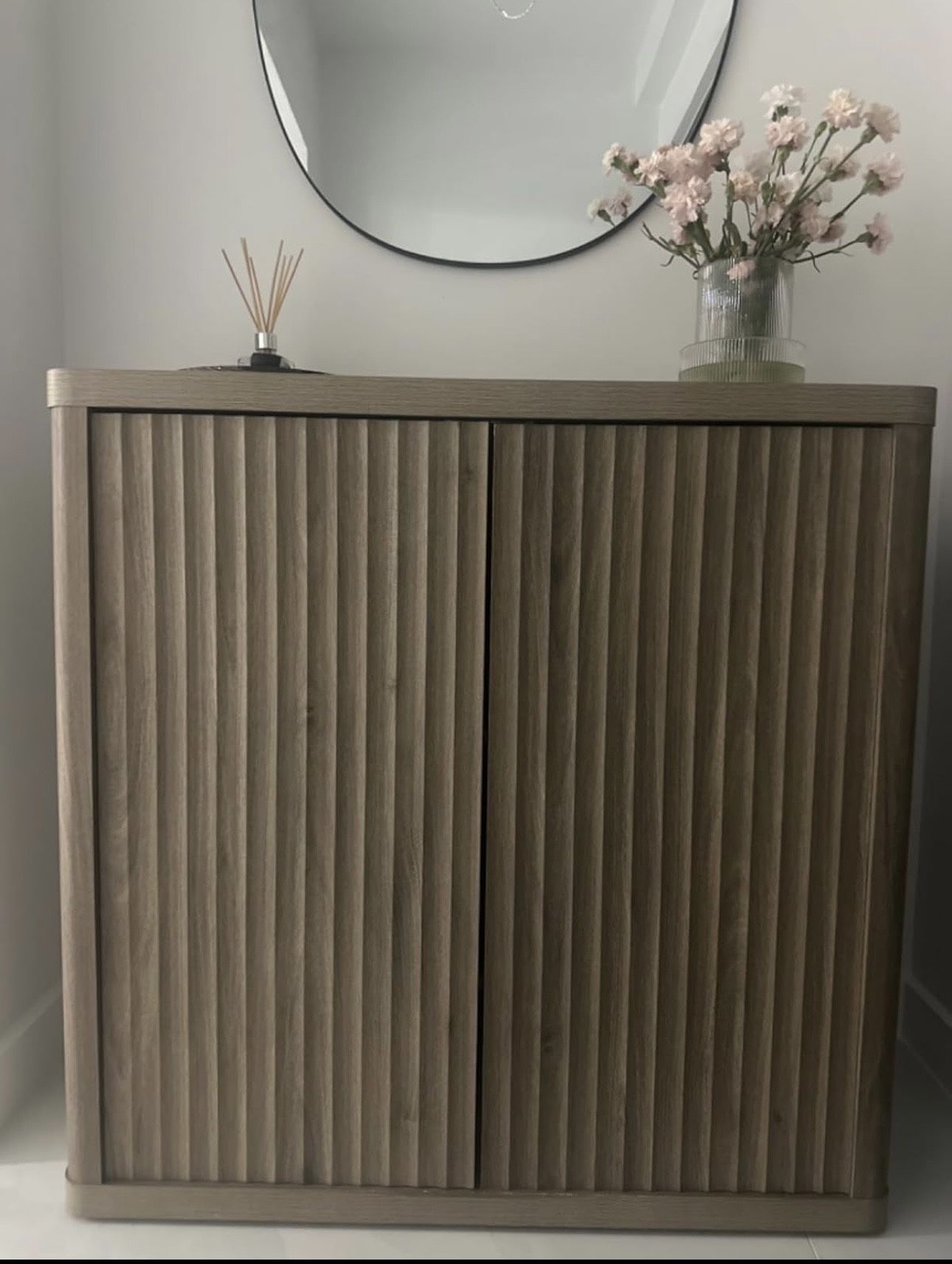 SC113A1CLTY0670 Buffet Cabinet with Storage Sideboard Accent Modern Credenza with Doors & Shelves Fluted 34.6" Tall Media Console Mid Century Coffee B
