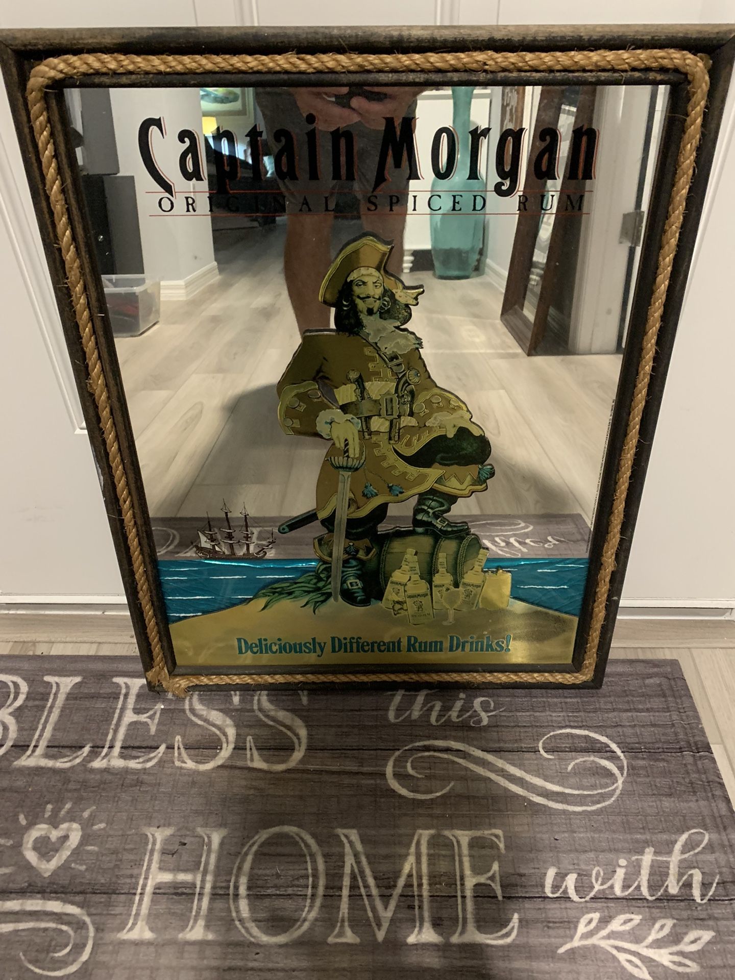 Very old And Rare vintageCaptain Morgan original spiced rum bar mirror