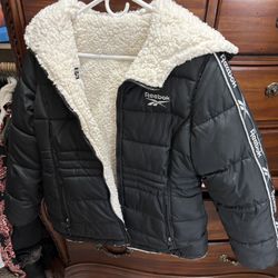Reebok Puffer Jacket  W/fleece Reversible Women’s Size S