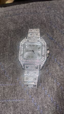 Rhinestone hip hop watch