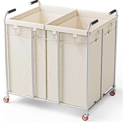 Alllion Laundry Cart with Wheels, 360L Large Laundry Hamper 2 Section, Removable Waterproof Laundry Sorter for Easy Sorting and Storage, Ldeal for Hom