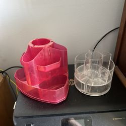 Pink And Clear Makeup Holders