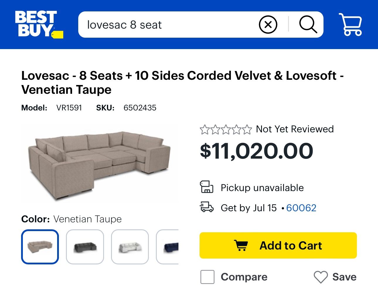 LoveSac High Quality Very Clean Couch Seat 11 sides