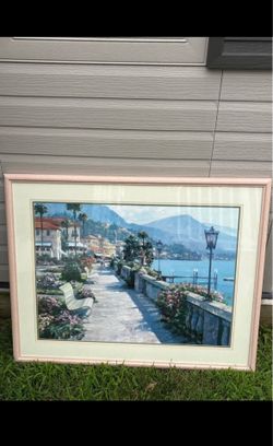 Beautiful large framed water painting signed