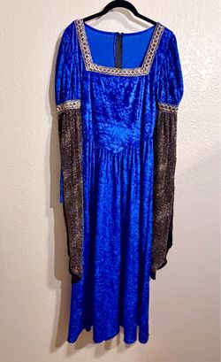 Costume Blue Crushed Velvet Medieval Style Dress One Size Fit All