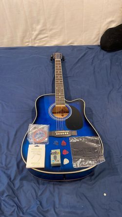 Blue Cutaway Acoustic Guitar with Accessories