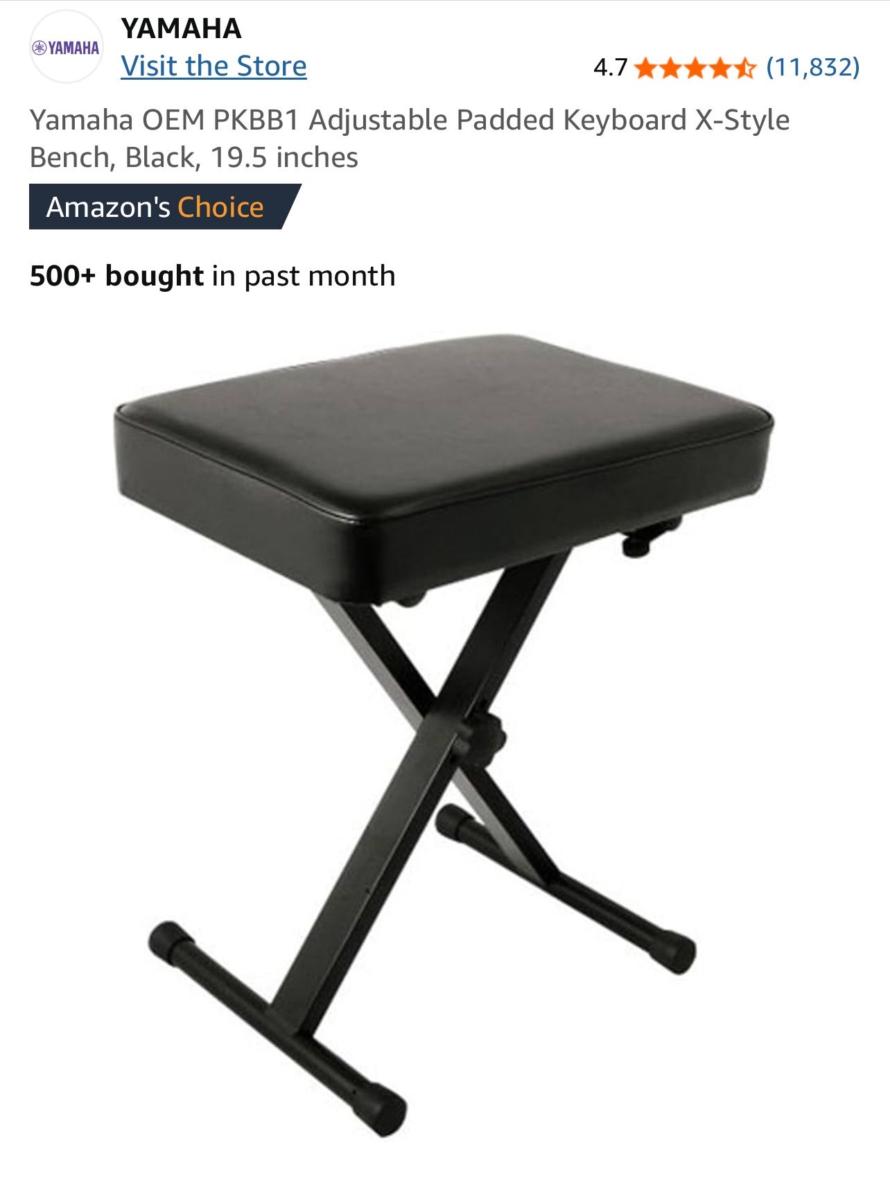 YAMAHA PK-BB1 Adjustable Keyboard Bench