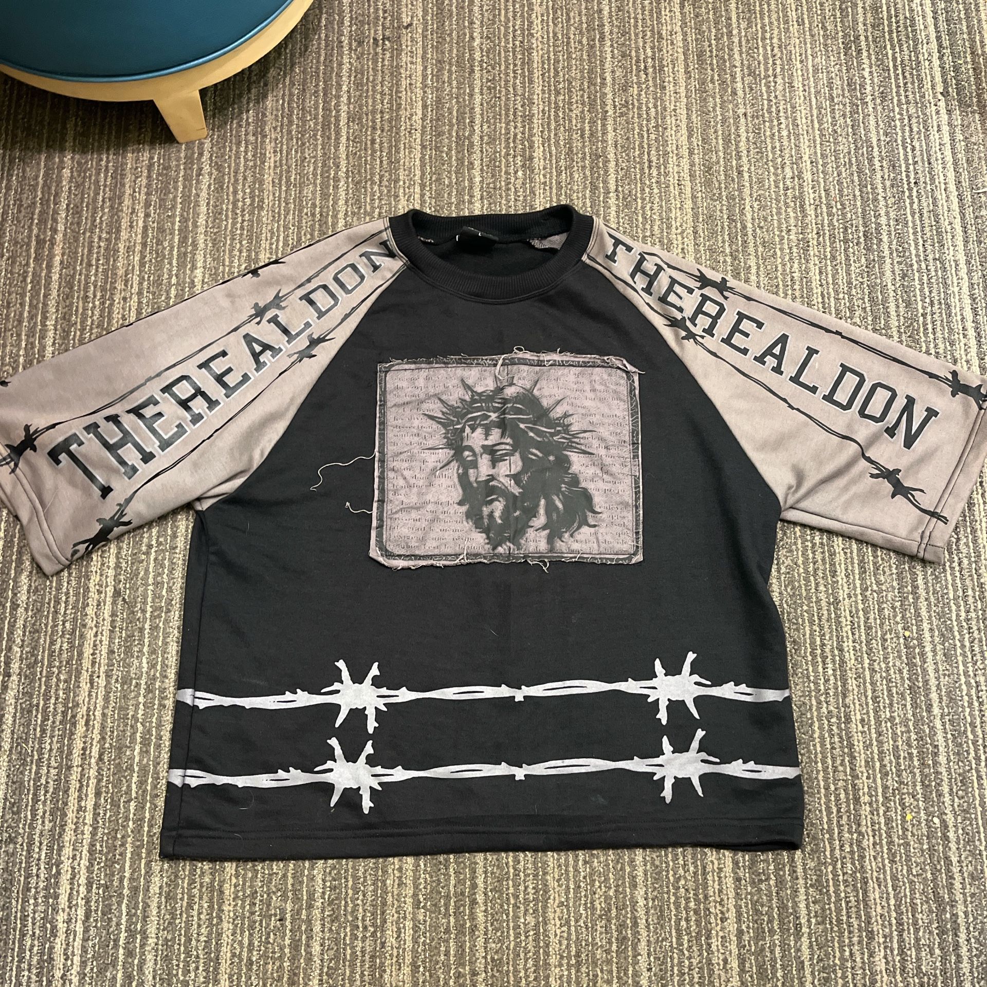 Black And Gray Jesus Graphic Tee