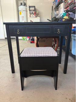 Black Vanity with Matching Stool