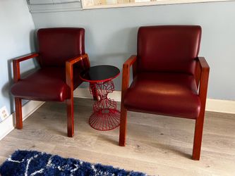Pair of wood and Leather chairs