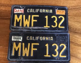 1963 CALIFORNIA LICENSE PLATES.