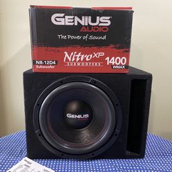 New 12” Genius Audio 1400w Max Power Subwoofer + New Ported Enclosure 