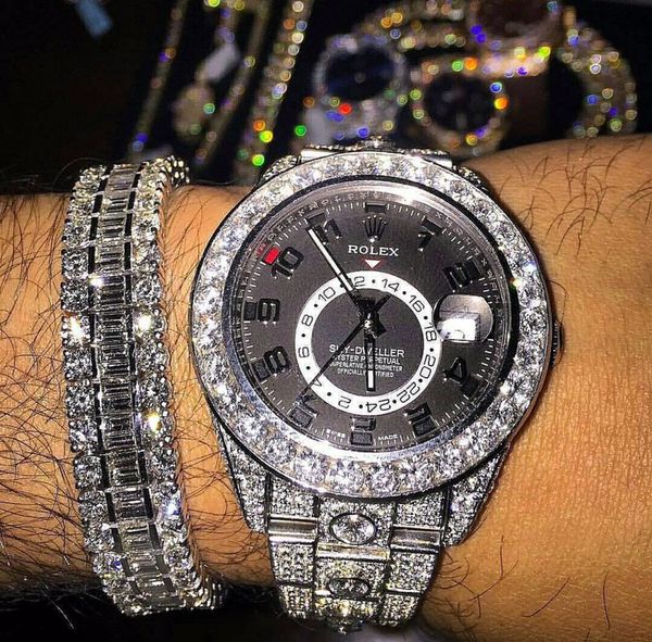 Rolex SkyDweller Watch Iced Out Diamonds for Sale in Hoboken, NJ - OfferUp