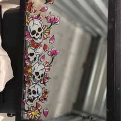 Skull ED Hardy Mirror 13in x 18in