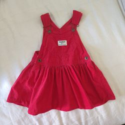 Osh Kosh B'gosh Overalls Dress Red Cord Outfit Baby Girl Toddler Size 24 Months Classic Vintage Style 