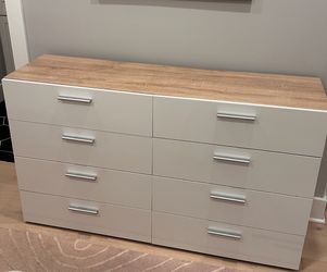 8-Drawer Double Dresser White and Oak