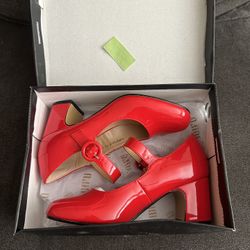 Red Chunky Heels