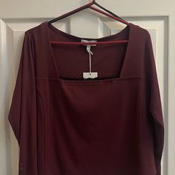Brand new Ladies burgundy & black tops with neck lace trims sizes 1X & 2X $5.00 each