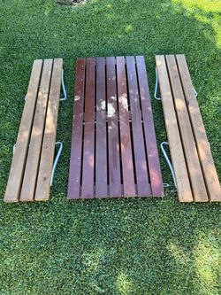 5ft Wood Folding Table with 2 Folding Wood Benches