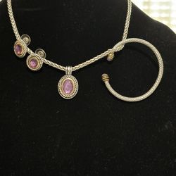 Vintage Set Includes Necklace, Bracelet and Earrings  No hallmarks 
