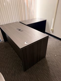 L-Shaped Office Desk with Cable Management