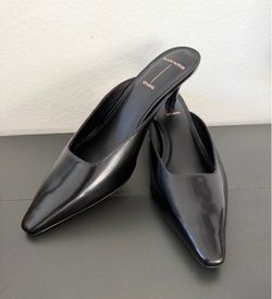Black Suede Studio LOGAN 50 MULE Black Leather size 38.5 Excellent Condition