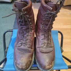 ROCKY(brown leather lace up steel toe boots)
