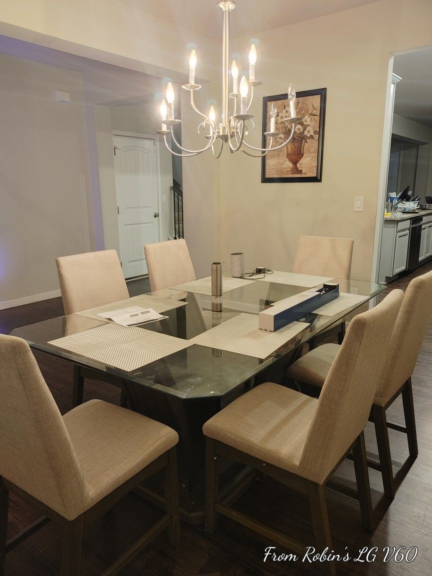 Glass Dining Table And 6 Chairs