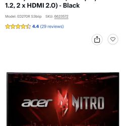 27” Curved Gaming/Computer monitor 