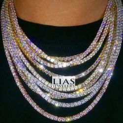 New 18k Gold Tennis Chain Necklace 