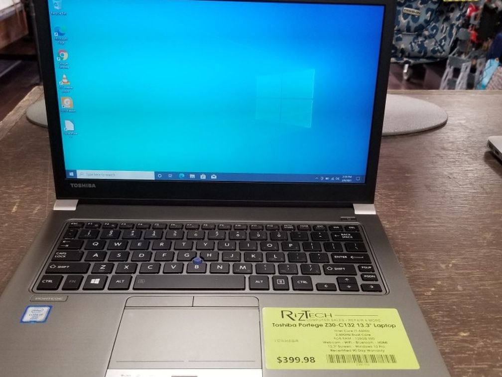 Toshiba Portege Z30-C132 Laptop i7 2.60GHz 8GB RAM 128GB SSD Windows 10 Pro Webcam WiFi HDMI