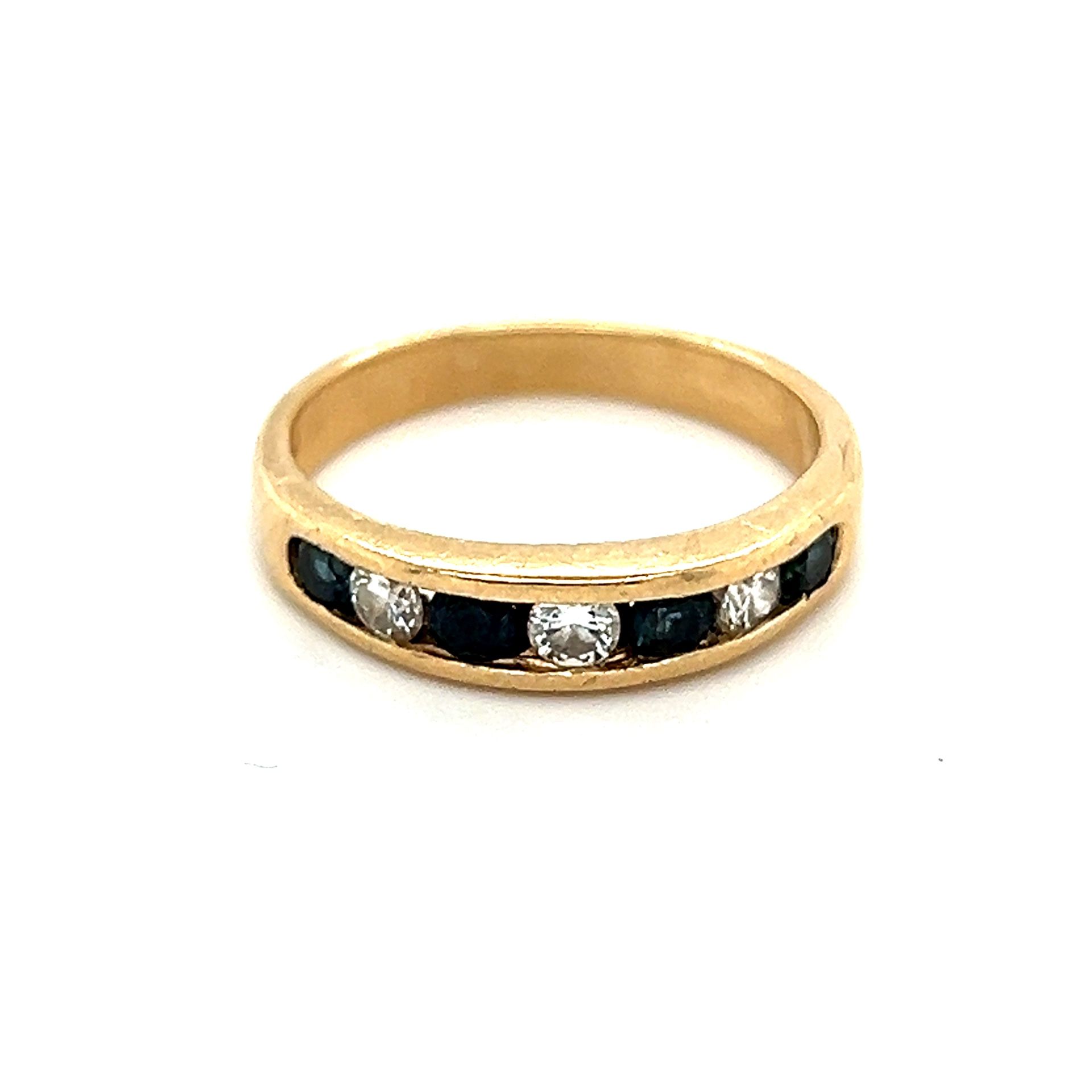 Simple 14k Blue Sapphires/Diamond Ring