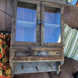 Vintage wood kitchen or bathroom cabinet very cool 21x31hx7.5d 