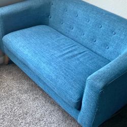 Blue Clean Loveseat Sofa 