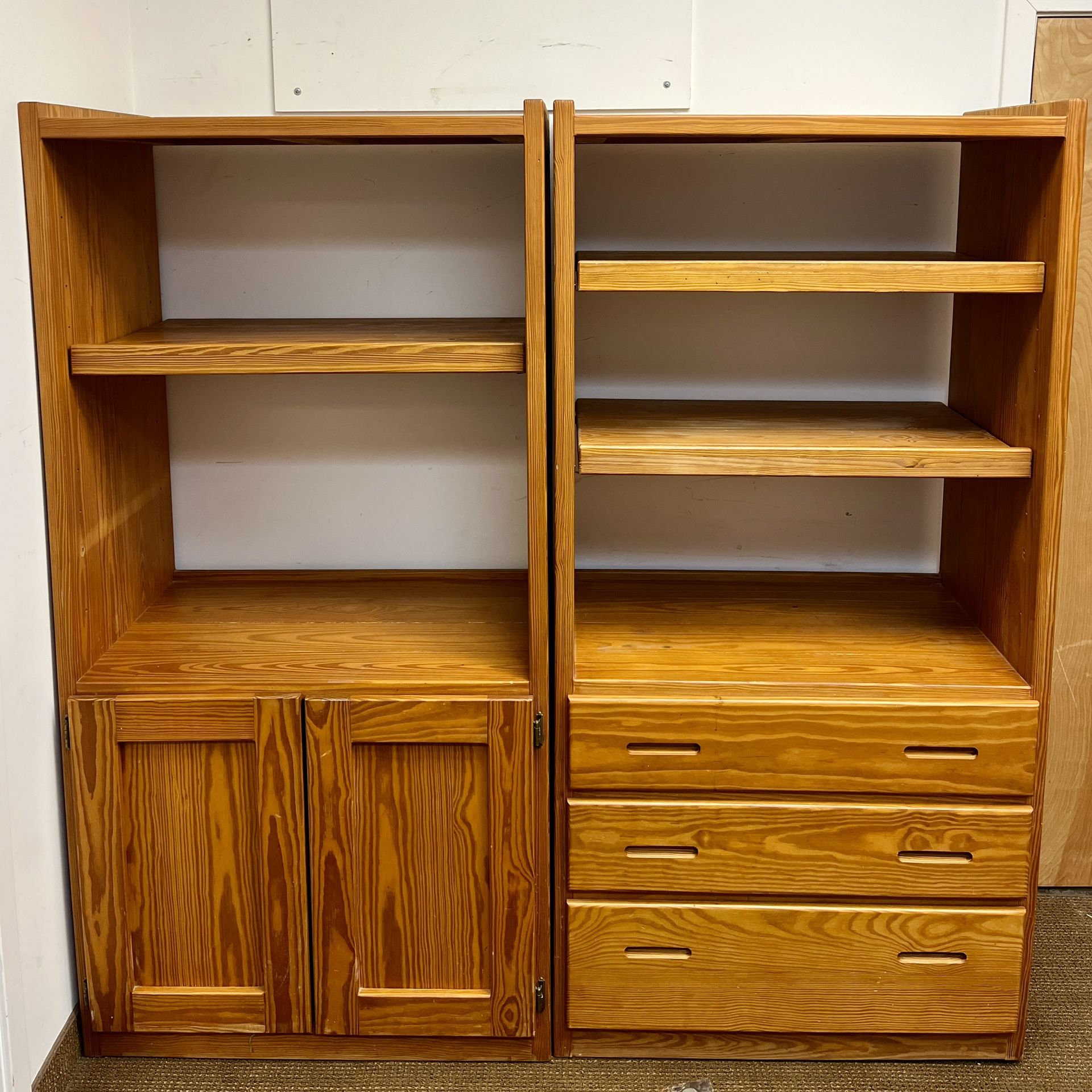 Heavy, Solid Wood Wall Shelving Unit. Bookcase. Open Armoire. Bookshelves. Adjustable Shelf. $69ea.