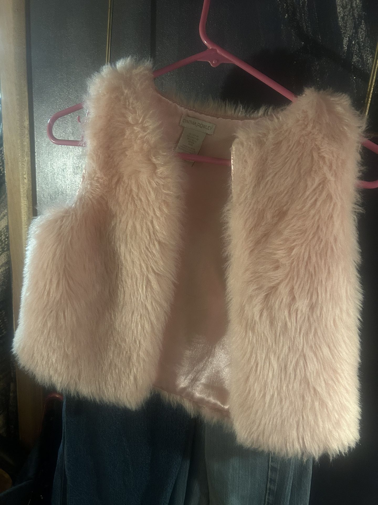 Pink fuzzy vest size 7 through 10