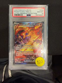 Pokemon Team Rocket's Moltres ex 229/182 Destined Rivals Stamp Holo PSA 10