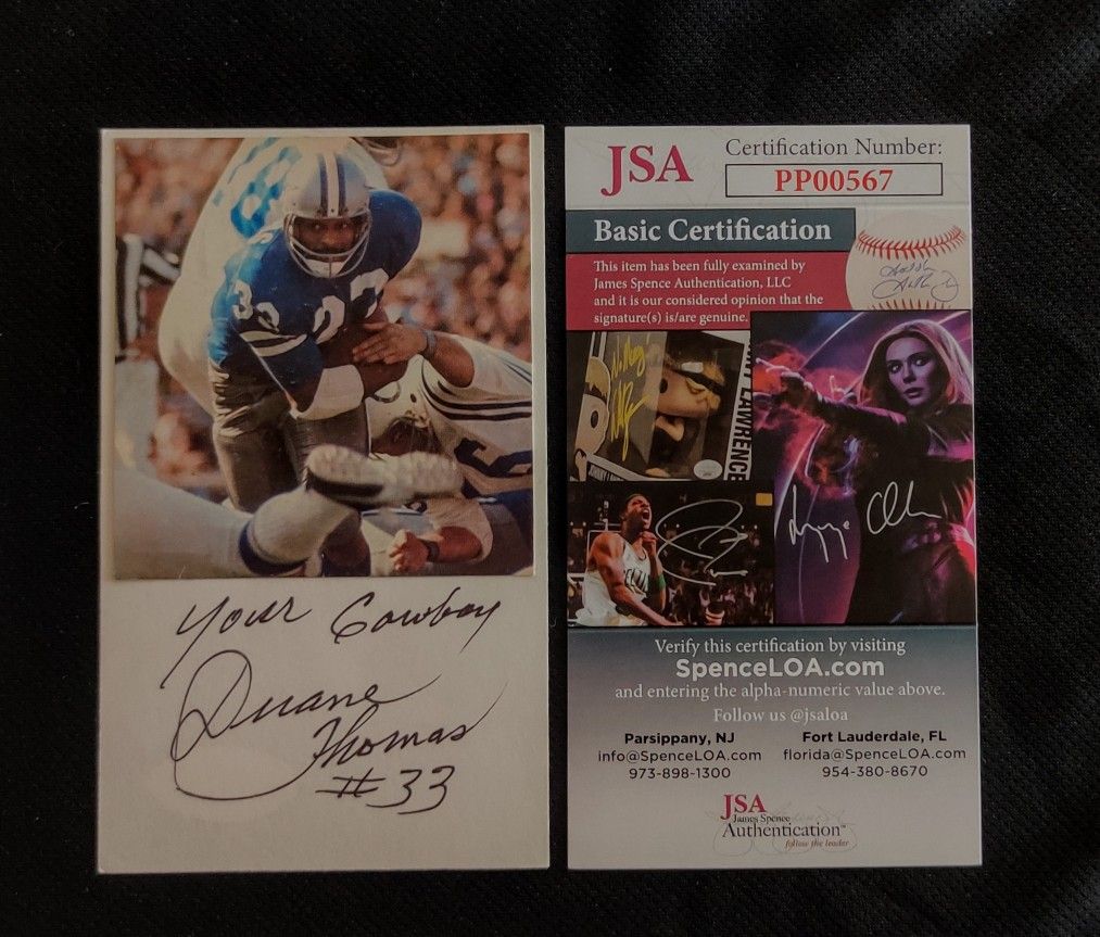 Duane Thomas Dallas Cowboys Signed 3x5 Index Card JSA Certified Authentic Autograph