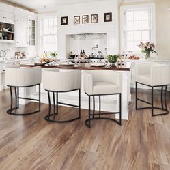 Sisca Modern Barrel Barstools Set Of 4