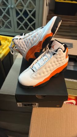 Air Jordan 13 Retro Starfish Orange Black Suede Leather Sneakers Size 6Y