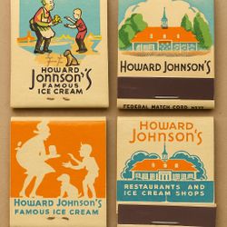 Howard Johnson’s Famous Ice Cream 2 Matchbooks Vintage 1950s, Unused, Unstruck