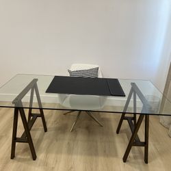 Glass Desk (or Dining table) And chair 